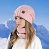 Winter Women Knitted Hat Scarf Set Thickened Fleece Lining Skullcap Outdoor Cycling Warm Wind Protection Beanies
