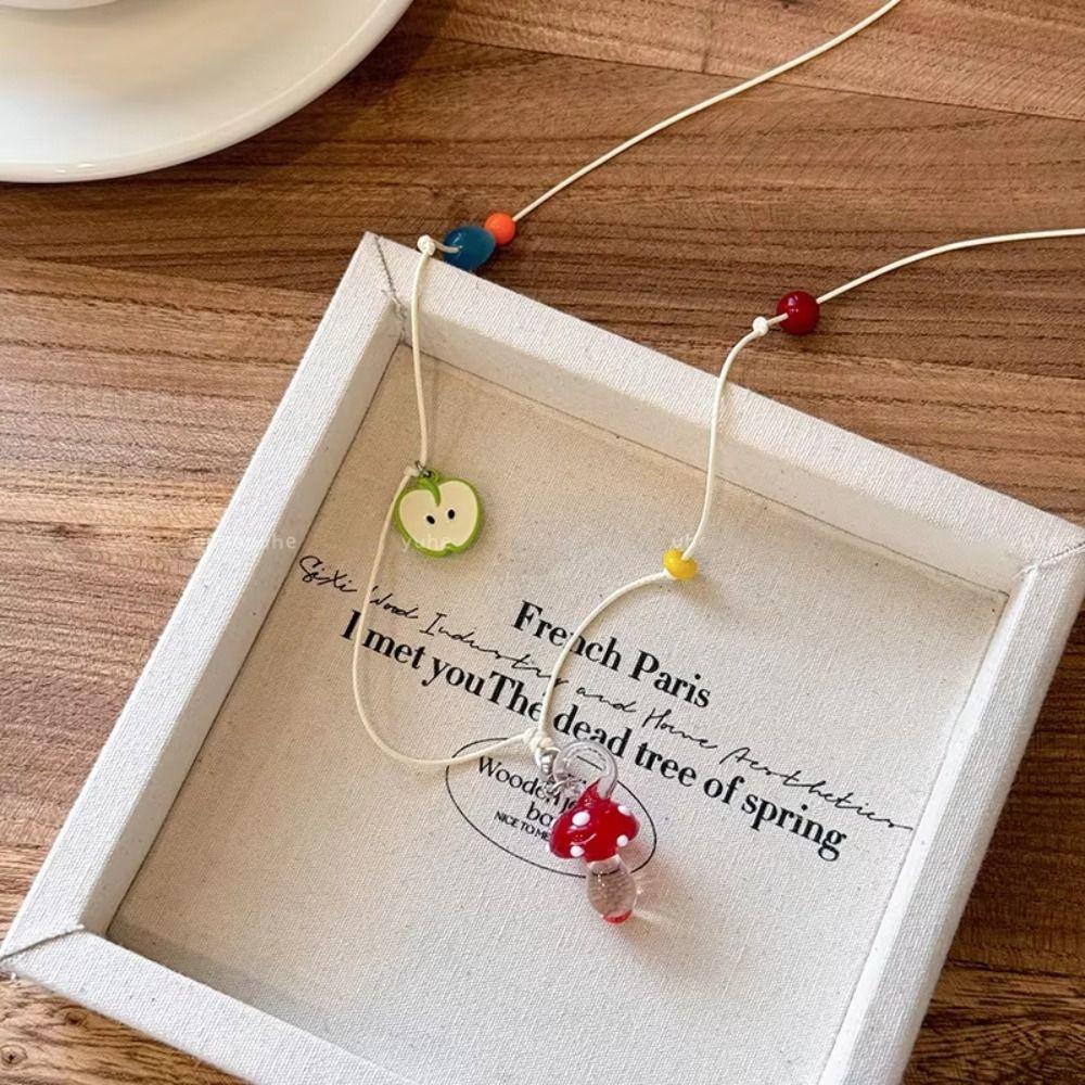 Glass Beads Mushroom Beads Choker Cute Style Fruit Jewelry Set Trendy Beach Necklace  Summer Season