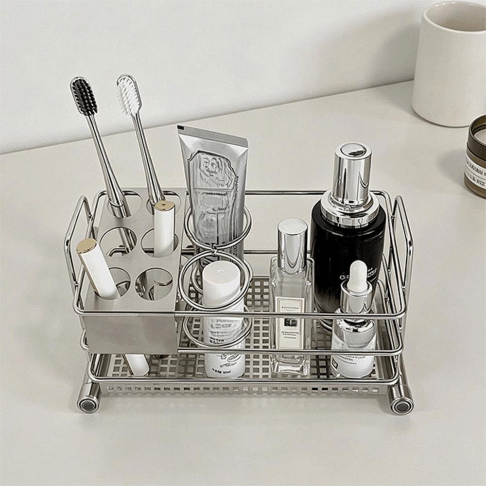Rust Resistant Countertop Organizer Stainless Steel Toothpaste Stand Countertop