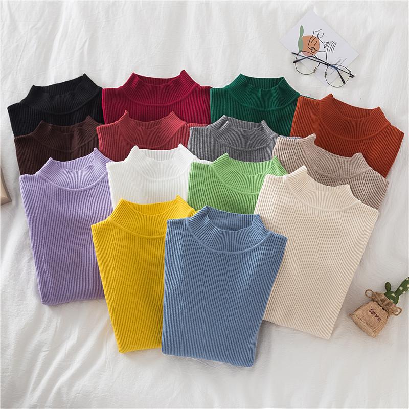 Turtleneck Sweater Women Pullovers Knitted Soft Jumpers Basic Solid Soft Sweaters Women Autumn Winter Casual Top
