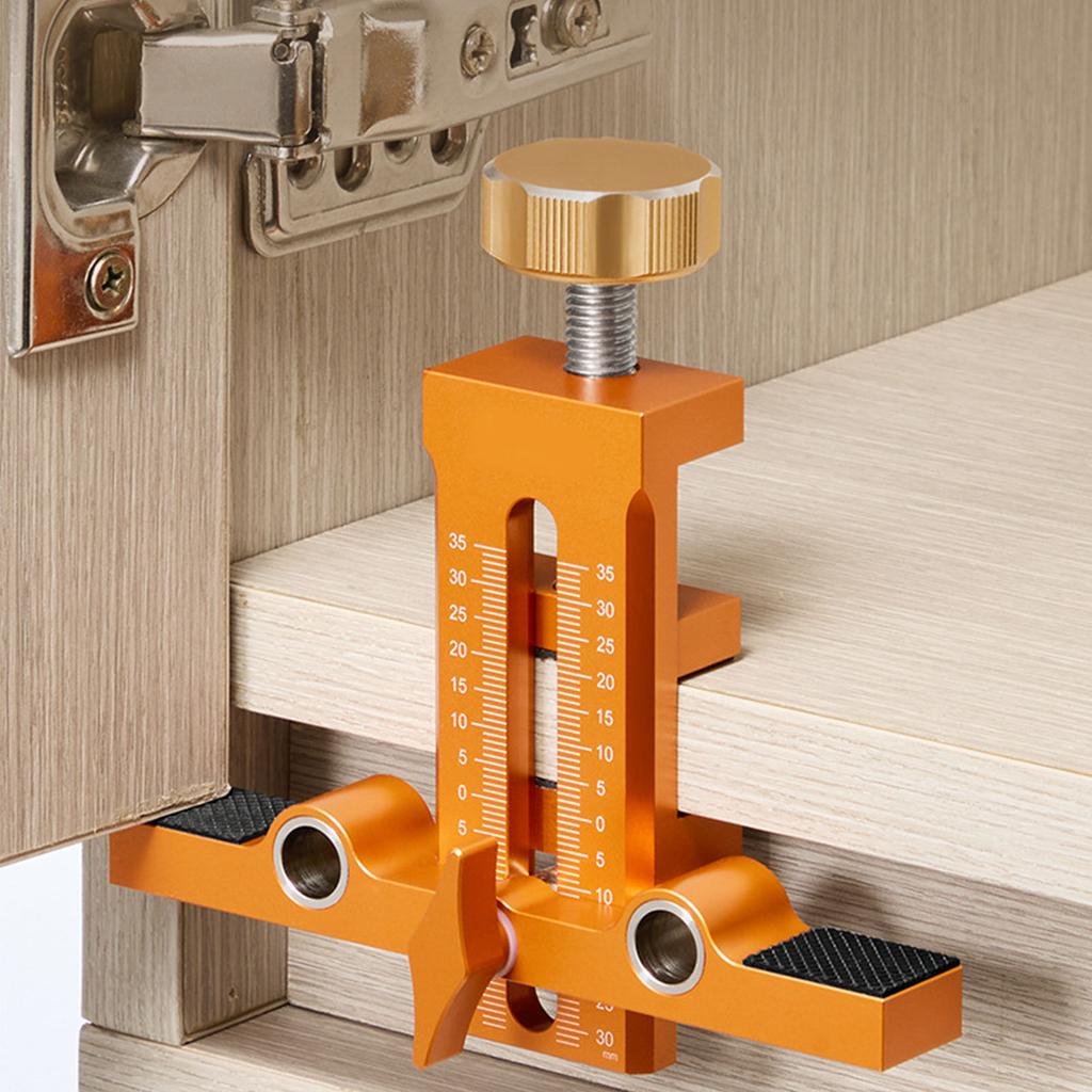 Cabinet Door Mounting Jig Aluminium Alloy Installation Positioner with 6 8 10mm Drill Bits Woodworking Multi Functional   Position Tool