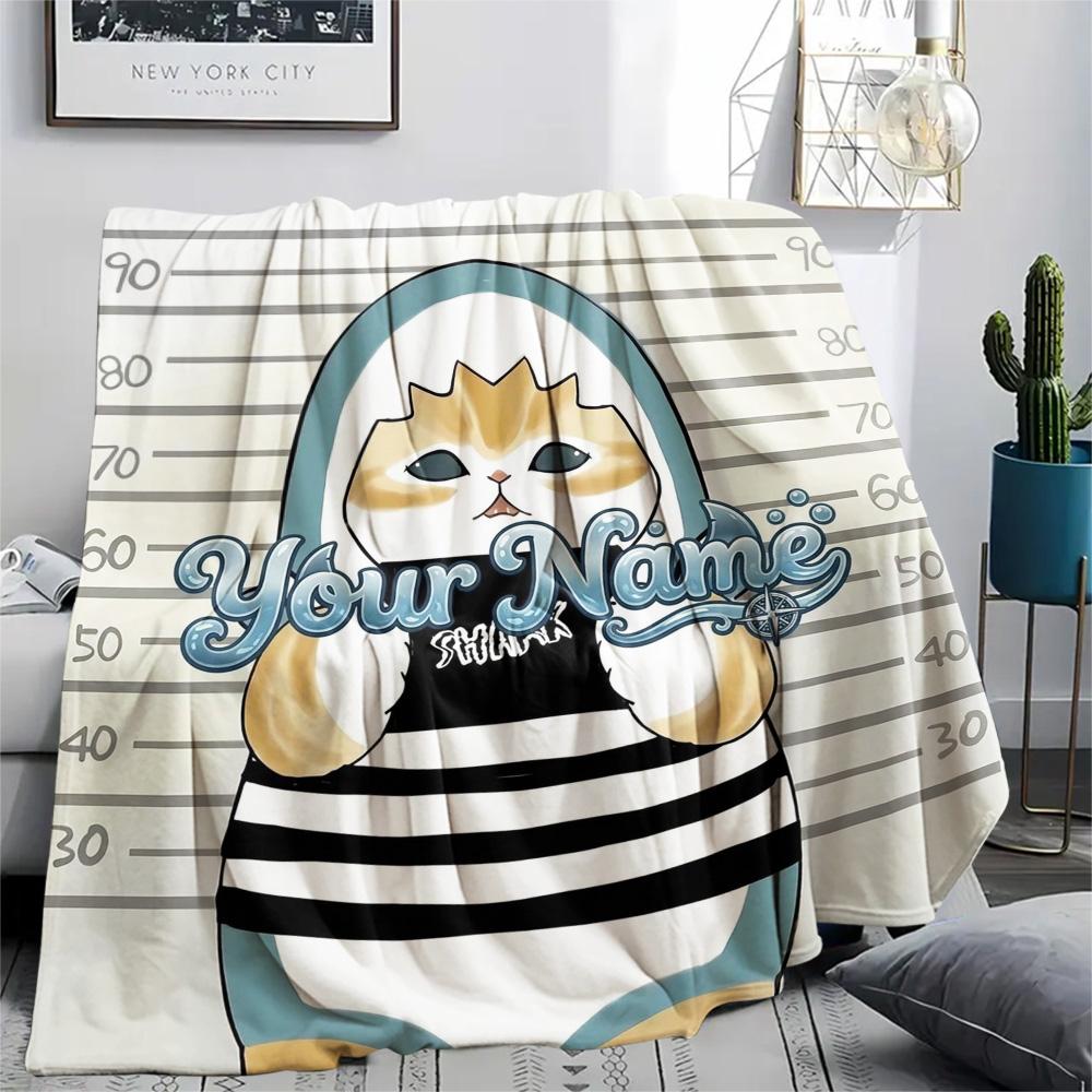 1PC Cat Donut Duo Custom Name Patterned Flannel Blanket Suitable For All Seasons For Home Decor Warmth And Comfort Gifts Holiday Present