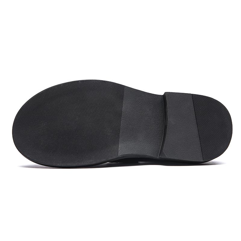 Mode Britischer Stil Herren Slipper Schwarz Business Casual Schuhe Leder Atmungsaktiv Rutschfest Klobige Sohle Arbeitsschuhe für Vielseitige Outfits