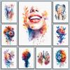 Watercolor Organ Lungs Heart Brain Audiology Art Floral Anatomy Posters Canvas Painting Wall Art Picture Room Home Decor Gifts