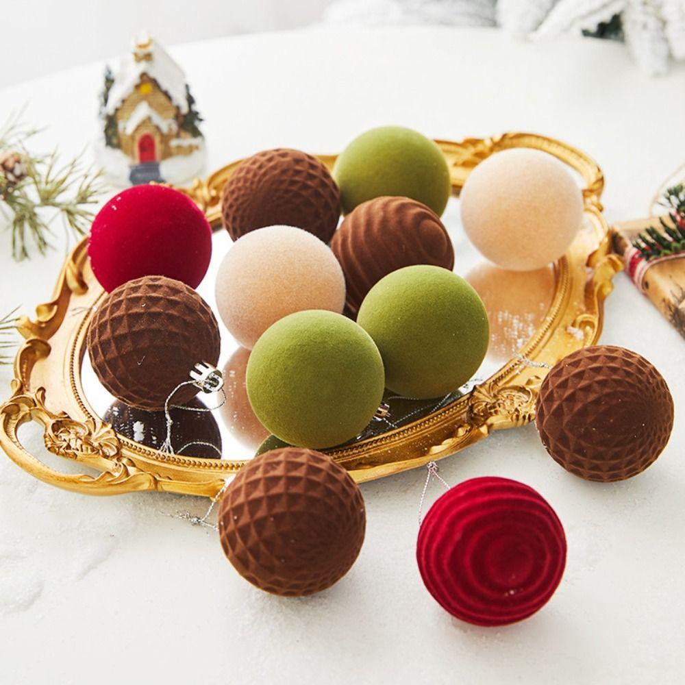16pcs Shatterproof Christmas Tree Ball Pendant Flocking Xmas Tree Ornaments Party Favors