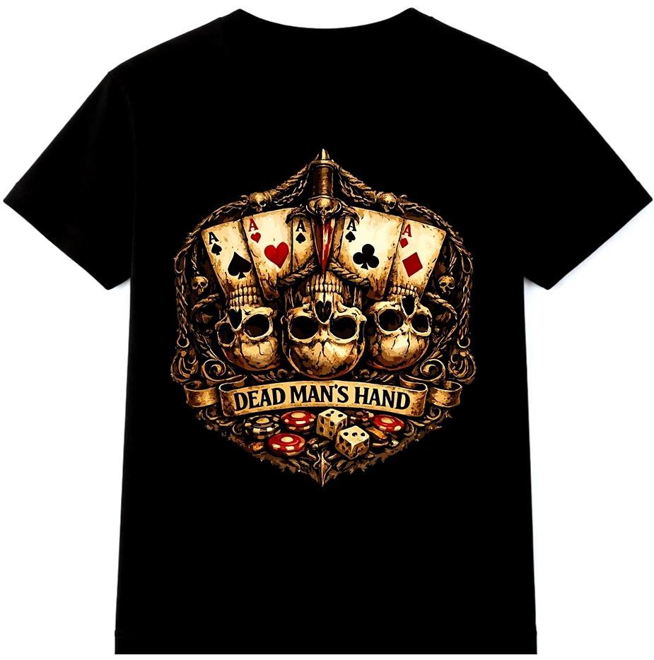 Poker T Shirt Dead Mans Hand Four Aces Gambling Cards Graphic Tee S