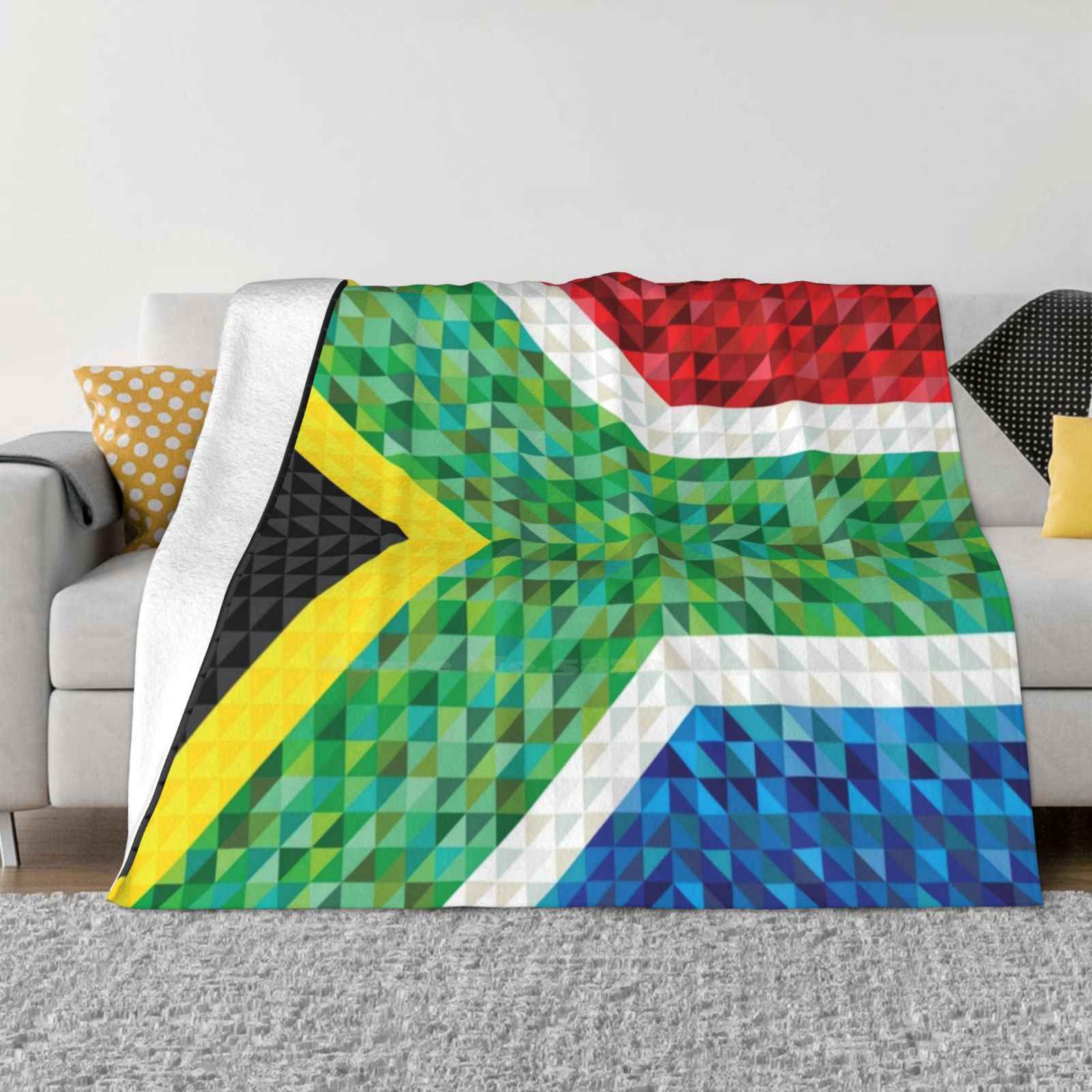 South Africa For Home Sofa Bed Camping Car Plane Travel Portable Blanket Flag Red Blue Yellow Green Black Nelson Mandela South 30x40in
