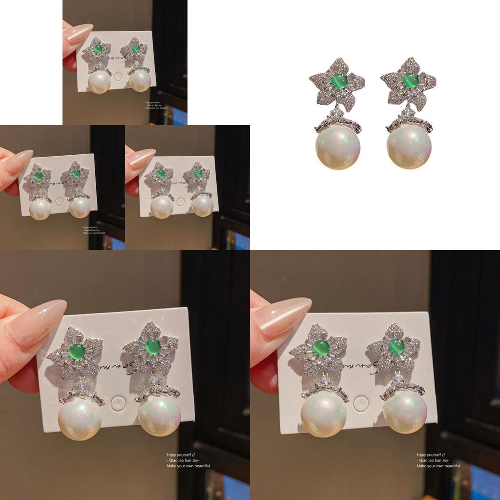 Sternförmige Zirkonia-Perlenohrringe für Damen Modeschmuck mit Stahlsteckern