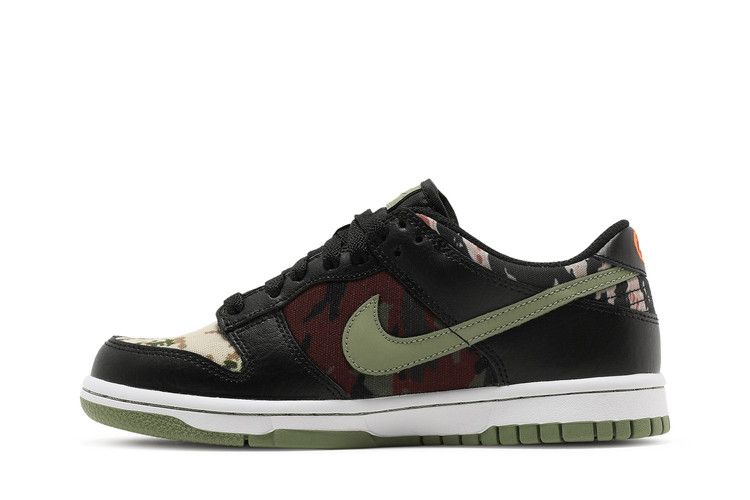 Kids' Sneakers Nike Dunk Low Crazy Camo (GS) Black/Multi-Olive