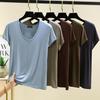 Plus Size Women's Loose U Neck Short Sleeve Modal Tee Thin Solid Color Tshirt All Match Tops M To 6XL