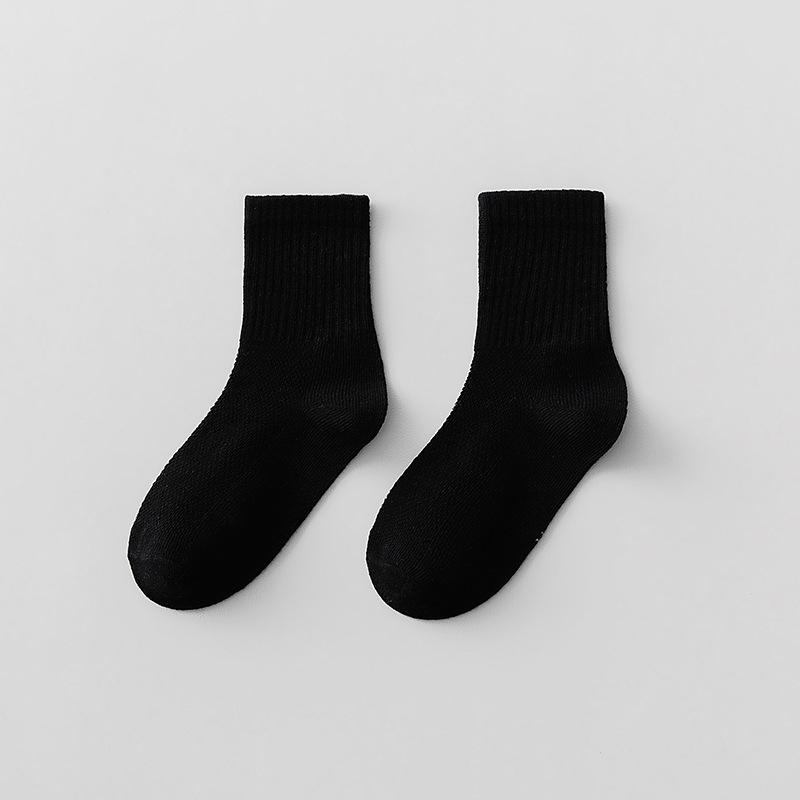 Children's Socks Spring Summer Thin Mesh Socks Solid Colour Boys Short Socks Girls White Student Mid-calf Socks Baby Socks
