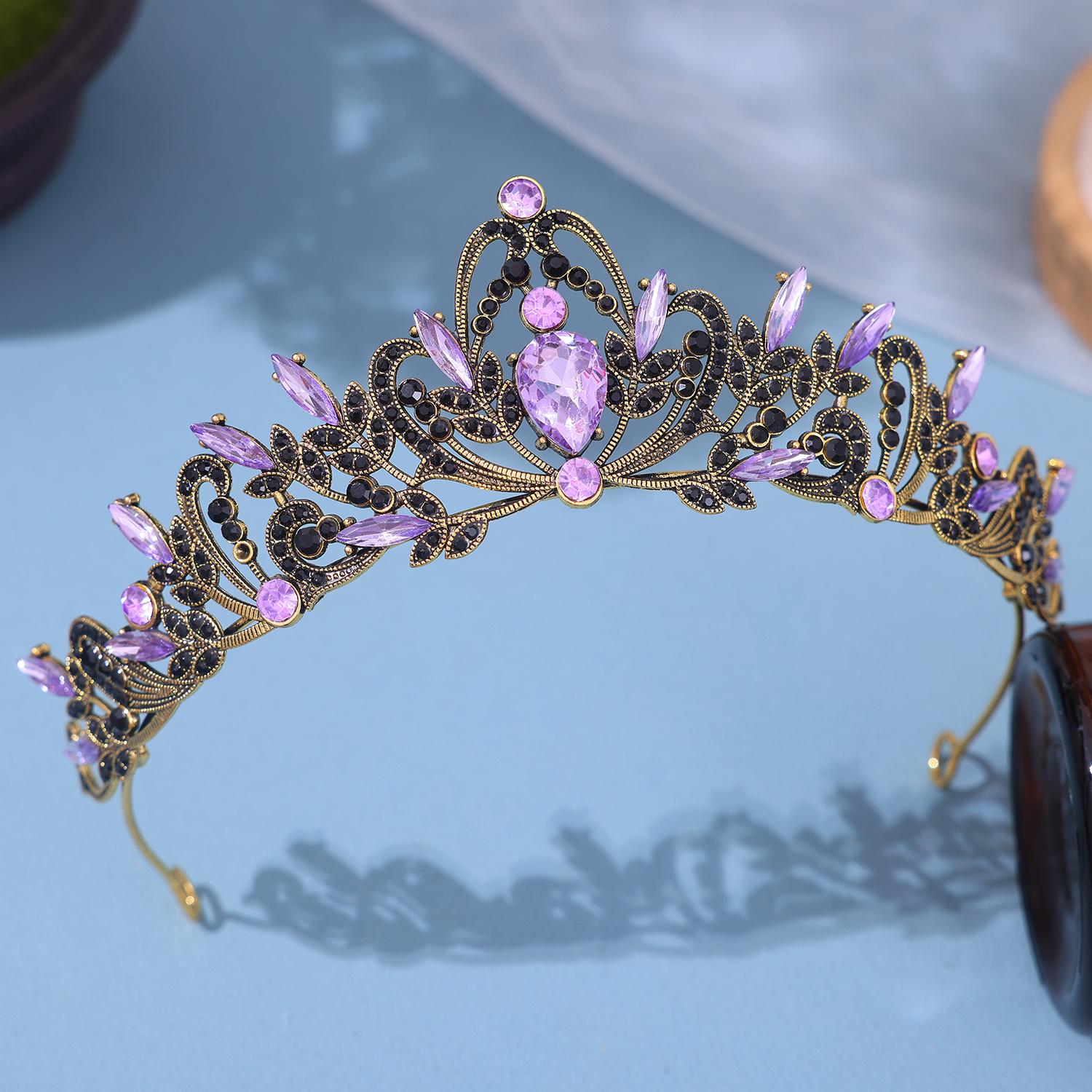 

Bridal Headwear Purple-Colour Women s Grand Party Crown Birthday Tiaras