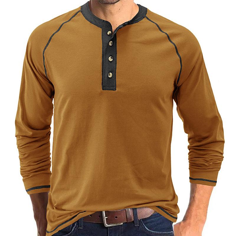 Retro Men'S Outdoor Loose Autumn Hoodie Casual Long Sleeved Henley Collar Top Shirt Cardigan