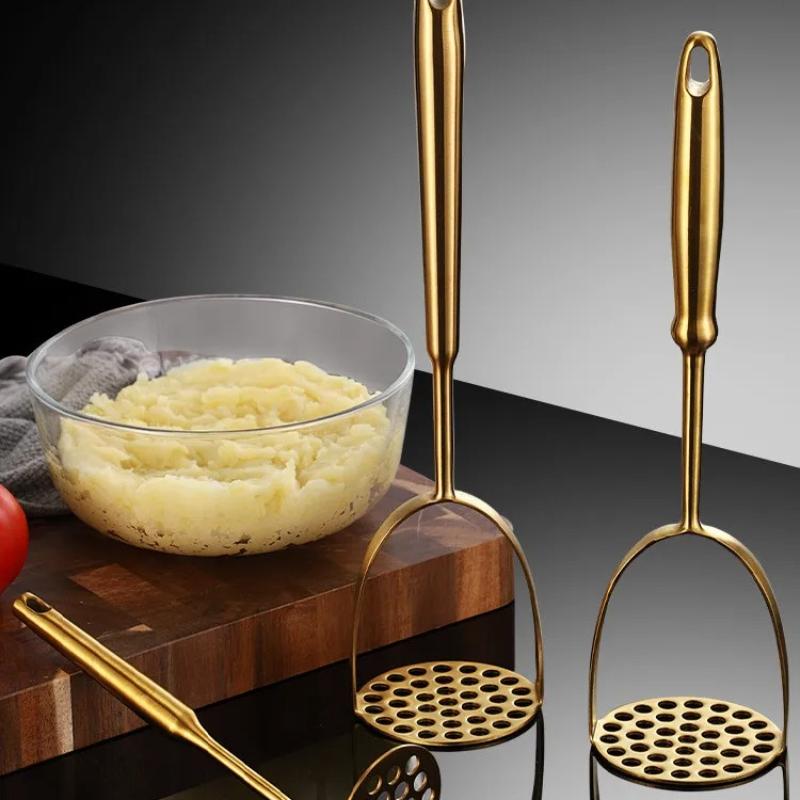 Gold Stainless Steel Potato Masher Pressed Ricer Smooth Mashed Manual Crusher Fruit Vegetable Tools Home Kitchen Gadgets