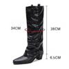 Fashion Fashion Pointed Toe Mid Heels Women's Long Boots 2025 Designer Elegant Winter Shoes Dress Pumps New Leather Knee Botas De Mujer