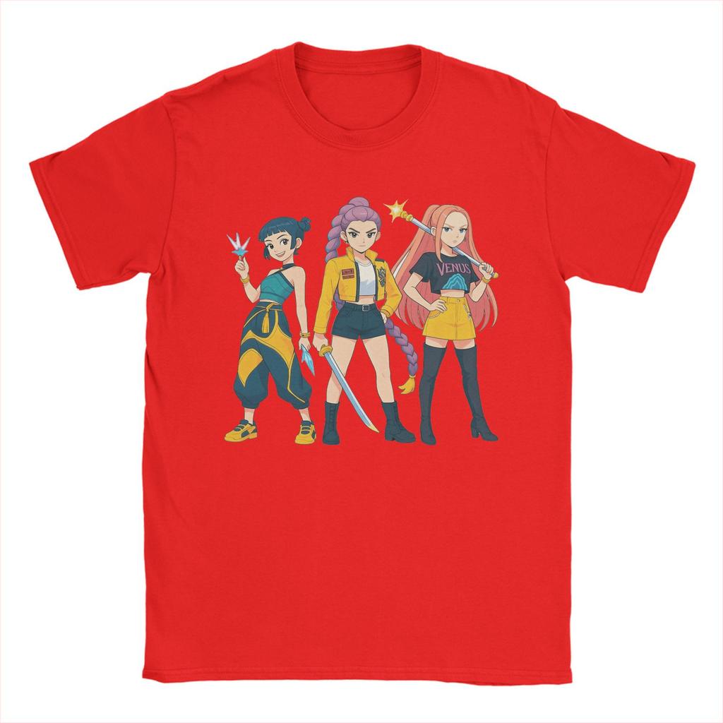 Cool Kpop Demon Hunters Movies Huntrix Girls Rumi Zoey Mira T-Shirt Men Cotton T Shirt  Short Sleeve Tee Shirt Unique Clothes