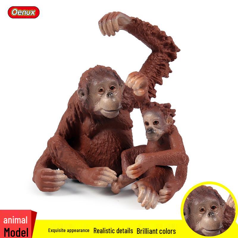 Wild Animal Ornaments: Solid Plastic Long-armed Ape & Orangutan Models - Educational Set