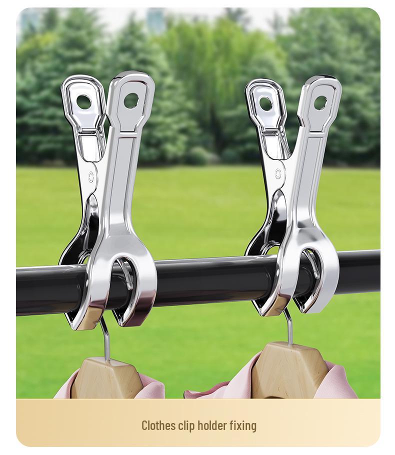 Stainless Steel Windproof Clothes Pins and Hangers Set for Drying and Sunning Quilts