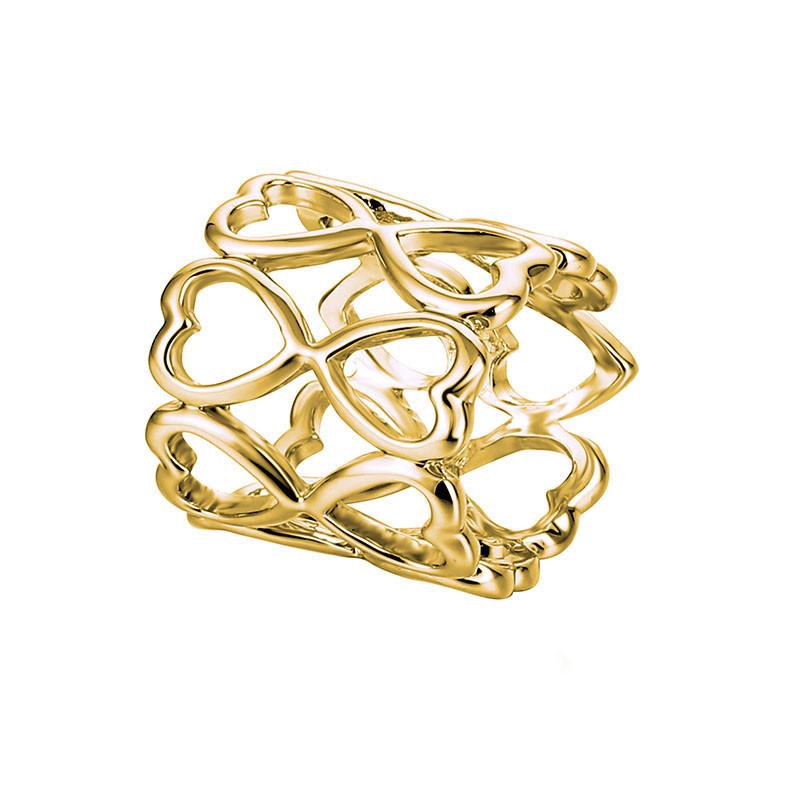 Elegant Double-layer Heart Scarf Ring Smooth Alloy Design For Women In Gold And Rose Gold