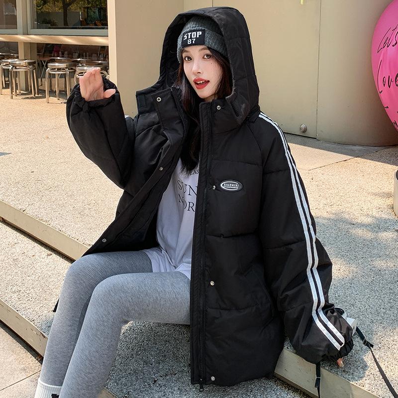 Black down cotton-padded clothes for women's winter year new loose student thickened anti-season cotton-padded clothes and cotton-padded jackets