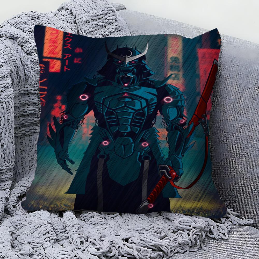 Japan Neon Punk City Samurai Pillow Cover Design Cushion Cover Decor Holiday Decorati