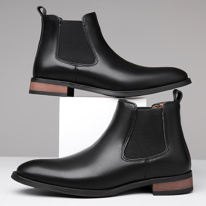 Fashion New Arrival Male Chelsea Boots Casual Slip On Business Boots Fashion Cowboy Men's Ankle Boots High Top Leisure Walking Footwear