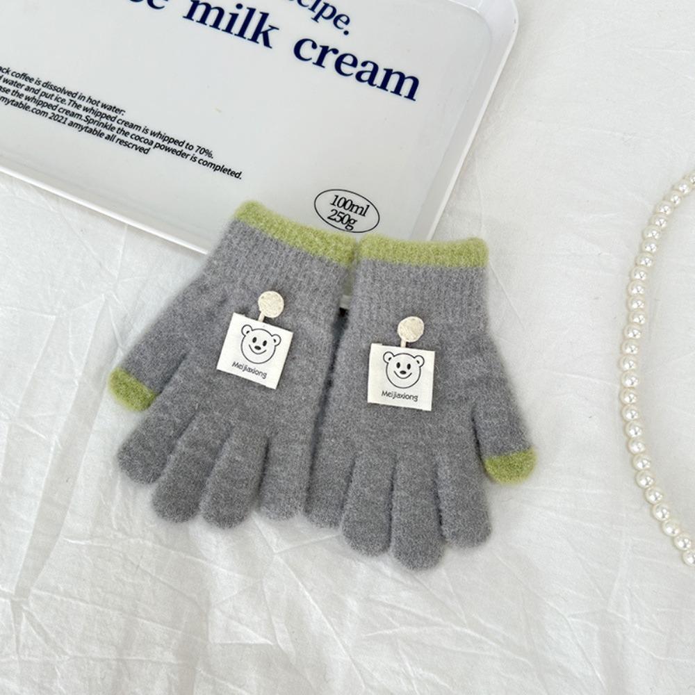 3-8 Years Old Thicken Velvet Children Knitted Gloves Elastic Winter Warm Gloves