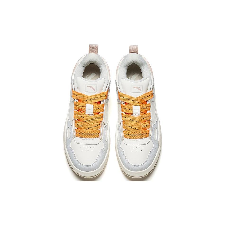 New Anta Durable Breathable Low Top Skateboard Shoes Women's White Orange Gray 122348073-2