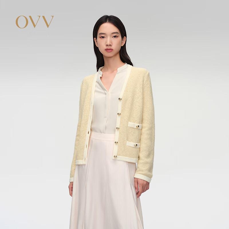OVV Women s Classic Tweed V-Neck Knit Cardigan S