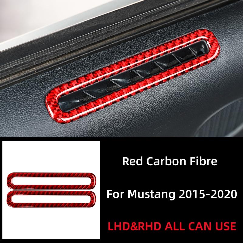 For Ford Mustang GT 2015- Car Accessories Carbon Fiber Auto Side Door Defogger Air Vent Outlet Frame Sticker Interior Trim
