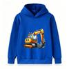 Kids Hooded Sweatshirt Cute Cartoon Excavator Print Casual Long Sleeve Pullover Hoodie for Boys Girls Daily Wear