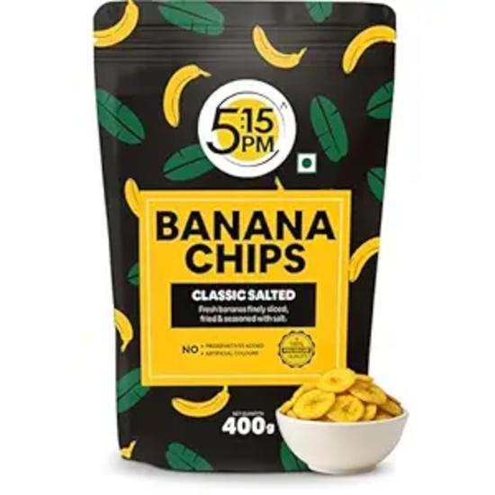 5:15PM Kerala Banana Chips 400gm Packet - Crispy Yellow Baked Banana chips Wafers | Classic Salted Flavour