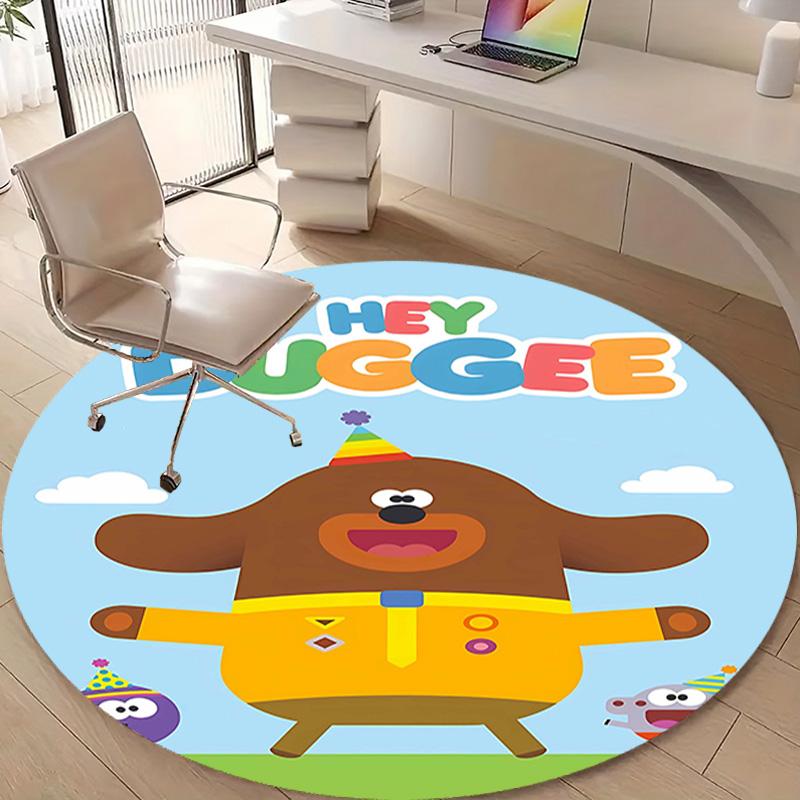 1pc Hey Duggee2 Design Printed Area Round Carpet for Bedroom Living Room Home Decor Rugs Mat Non Slip Mat Rug for Bedside