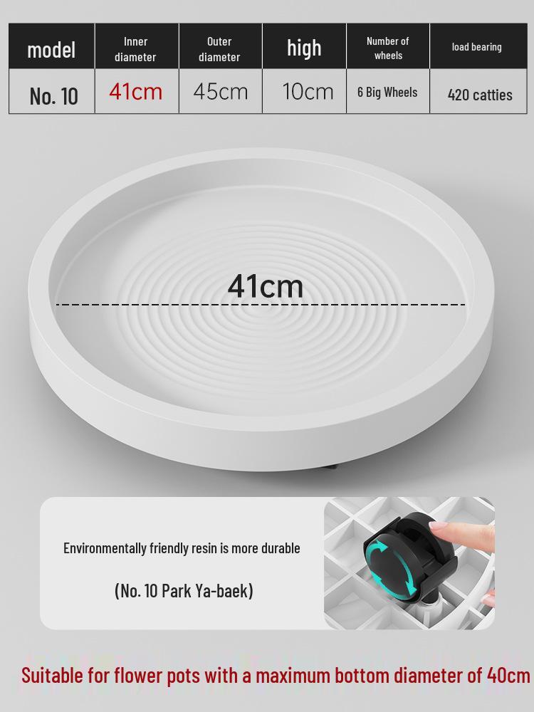 Mobile Flower Pot Tray with Universal Wheels – Green Plastic Plant Base