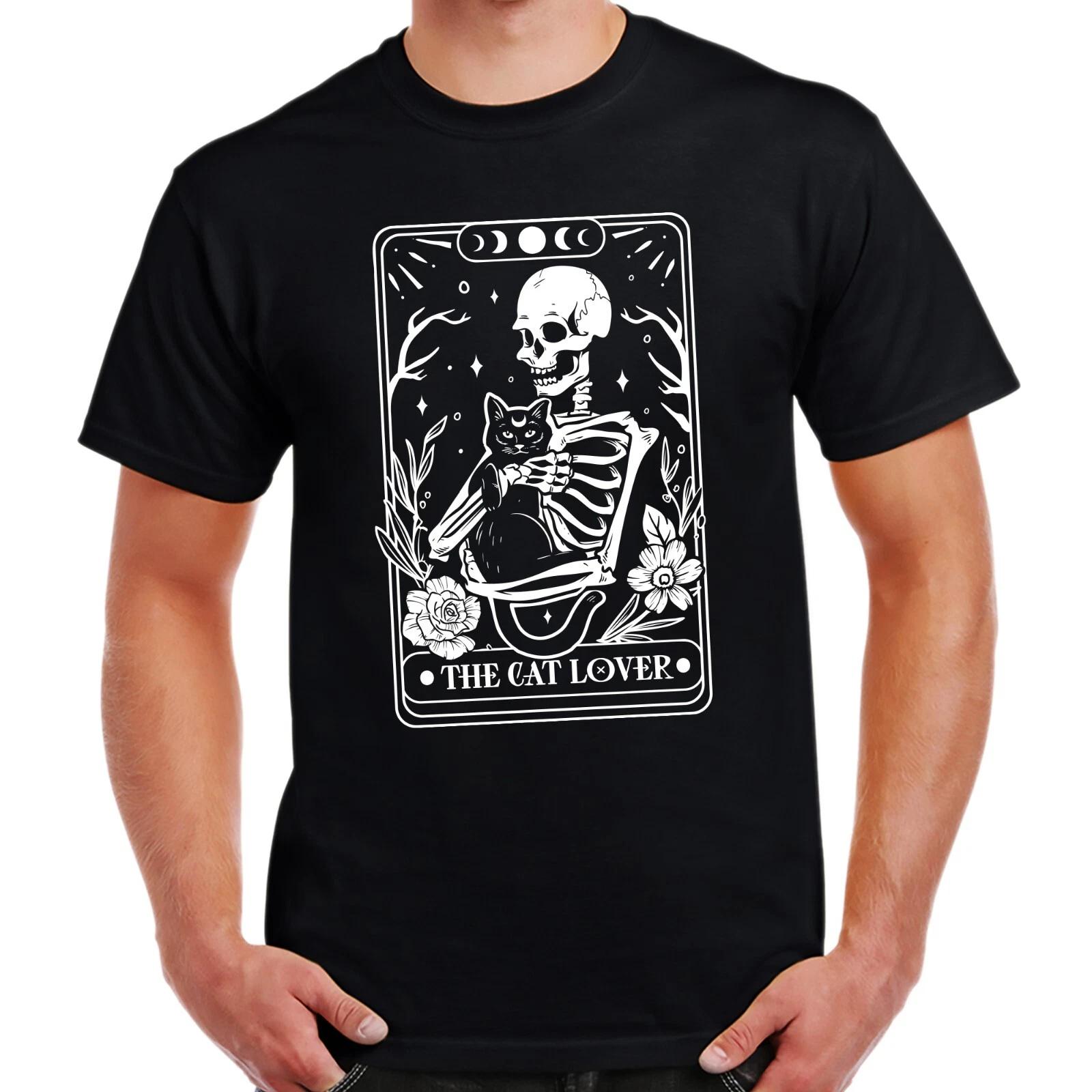 Funny Tarot The Cat Lover Skull T-Shirt Birthday Gift Tarot Parody 2XL