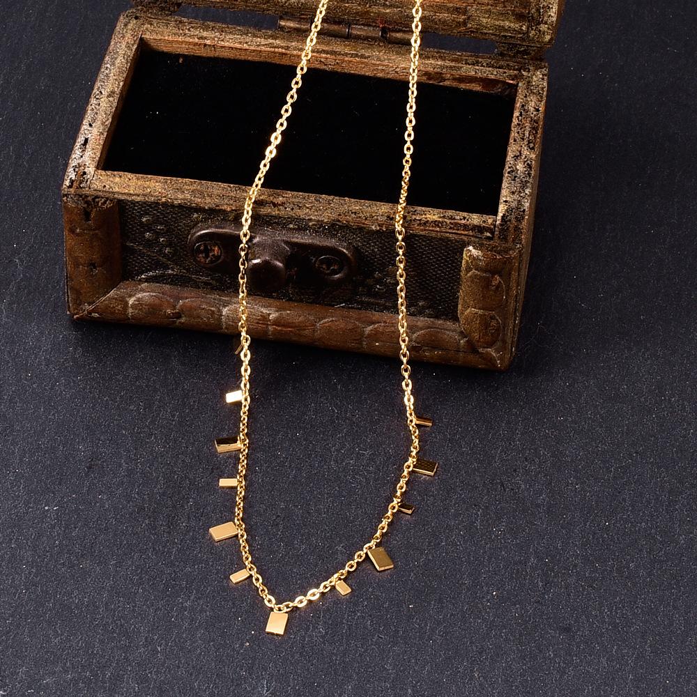 L180 Geometric Pattern Water Droplet Rectangular Disc I Fresh and Delicate Fragment Necklace Stainless Steel Jewelry