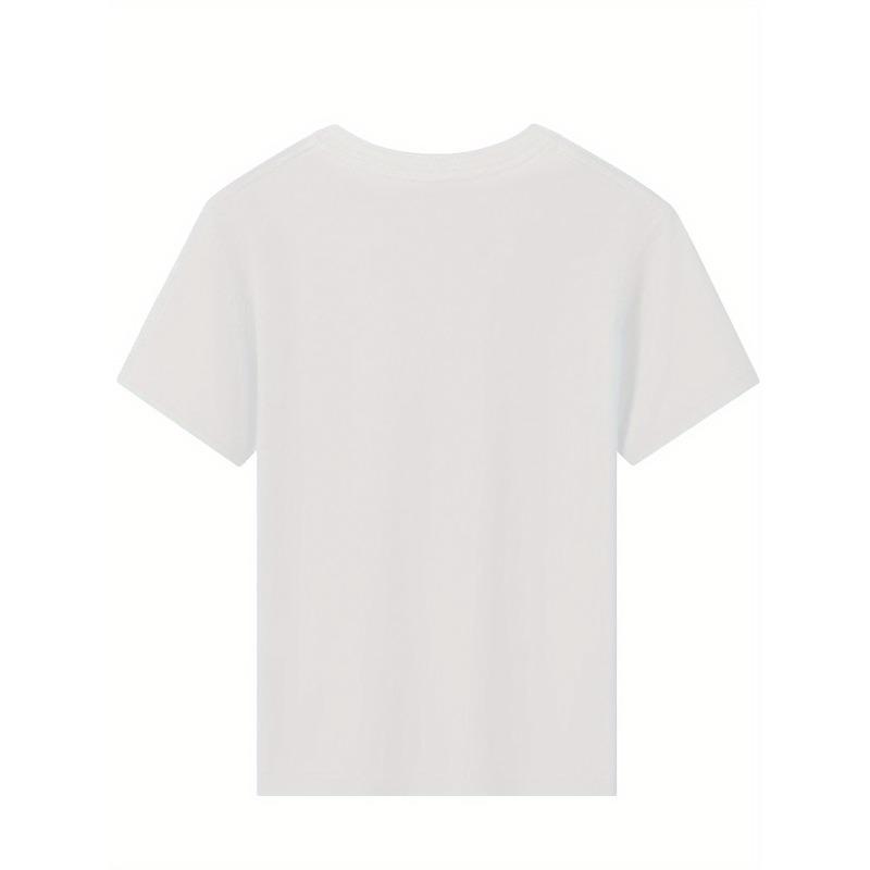 European sizes Girls' Round Neck T-Shirt, a Casual And Stylish Print Top