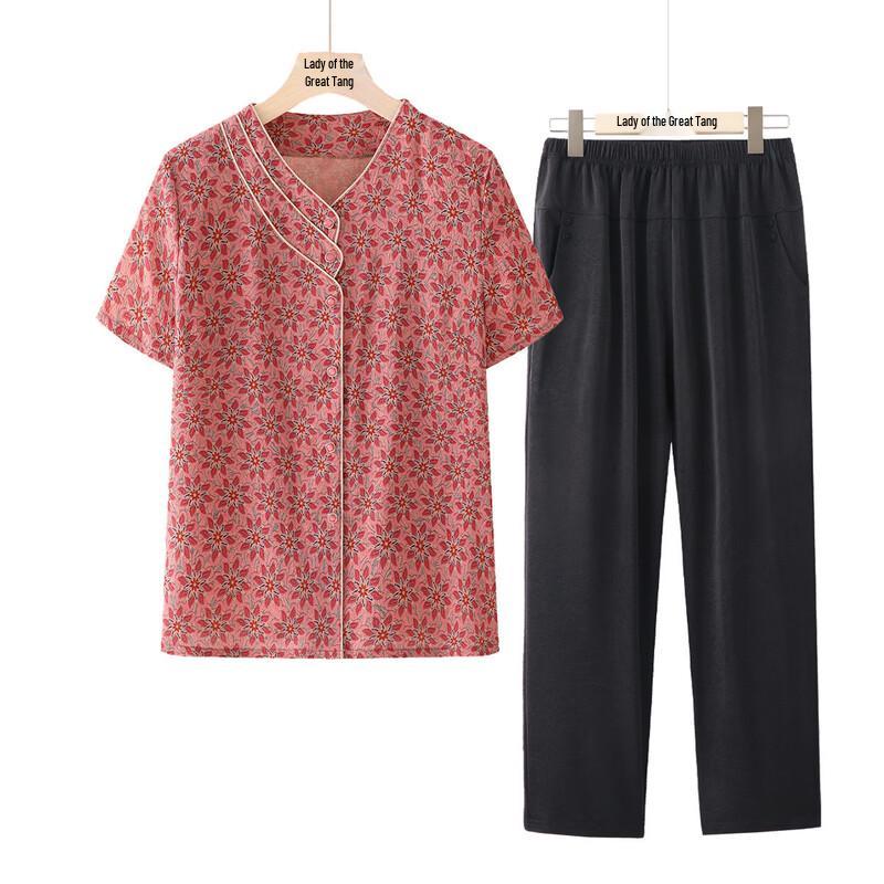 Elderly Women s Breathable Summer Blouse Set 3XL