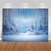 Paesaggio Invernale Scena di Neve Foresta Bianca Sfondo Fotografico Forniture Decorazioni Festa di Natale Striscione di Sfondo Oggetto di Scena per Foto