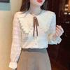Fashion New 2024 Autumn Long Sleeve Doll Collar Casual Apricot Blouse Shirt Women Tops Blouses Shirts J567