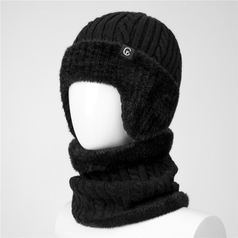 Hat Men's winter knitted wool hat Thickened ear protectors Warm and cold cotton hat