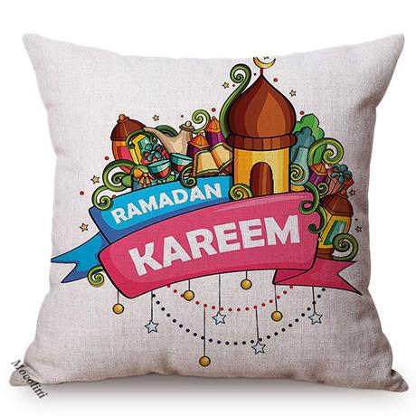 Muslim Ramadan Kareem Sofa Decoration Pillow Case Islamic Festival Eid Mubarak Style Cotton Linen Cushion Cover 45X45Cm