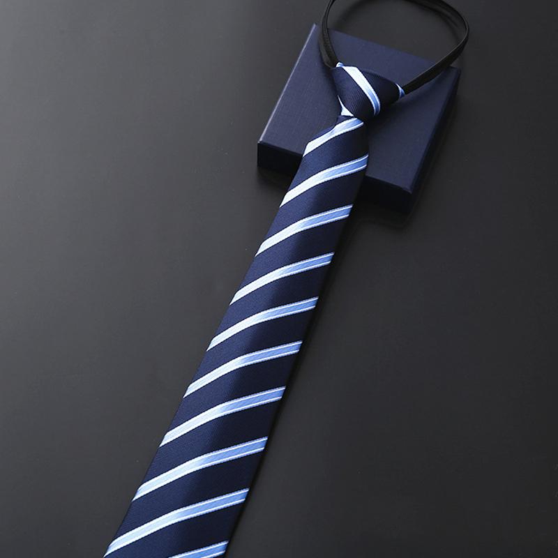 Elegant 8CM Lazy Ties Blue Black Red Striped Men Shirt Business Dress Zipper Tie Neckties Accessories Wedding Groom