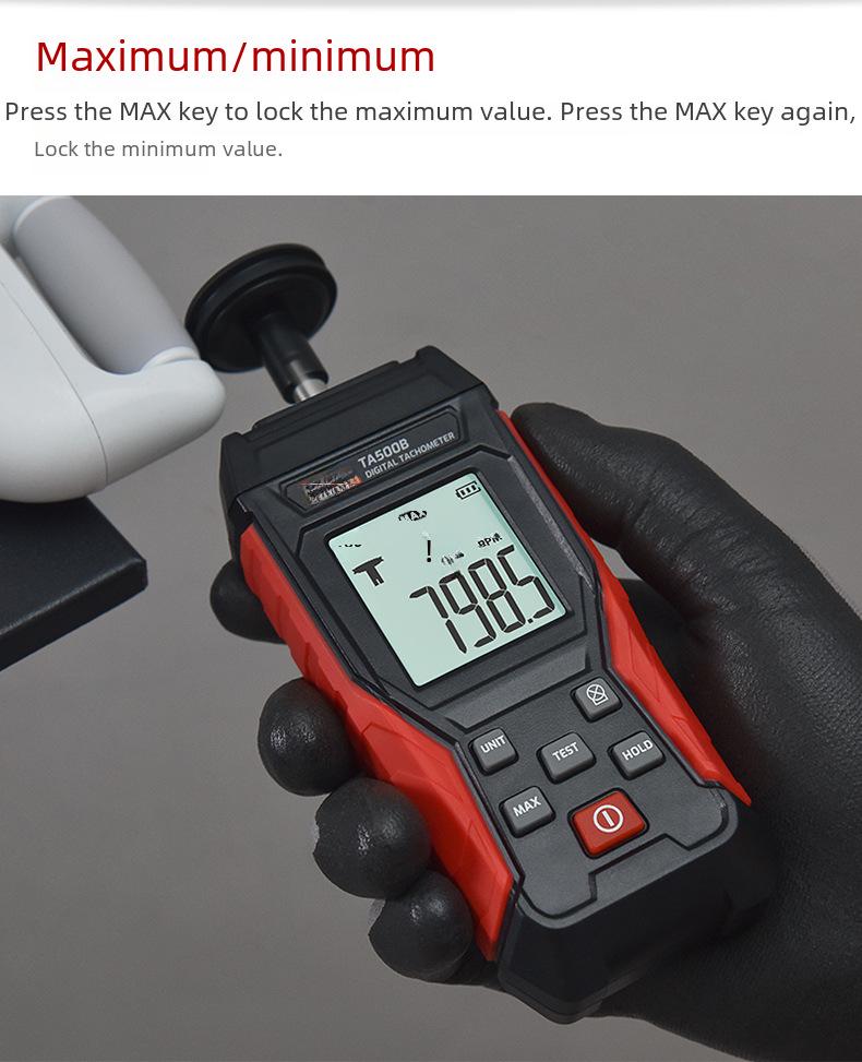 Tean Laser Tachometer TA500C: Digital Display Contact Speed and Line Speed Meter