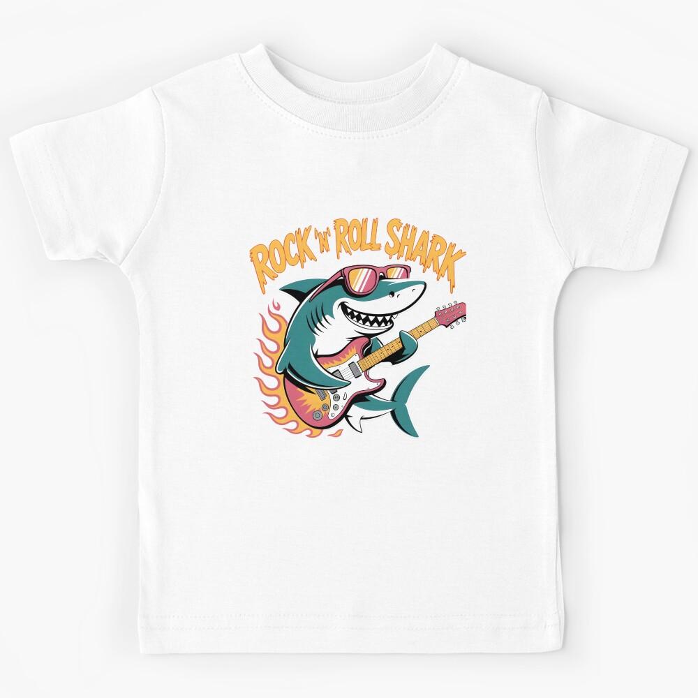 Shark Playing Guitar Kids T-Shirt 100