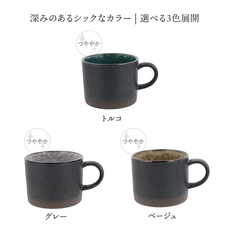 Kubek stołowy EAST, czarny szlif, malowany, Mino ware, szary, 300 cm3, wyprodukowany w Japonii, można myć w mikrofalówce, można myć w zmywarce, 37-005-02