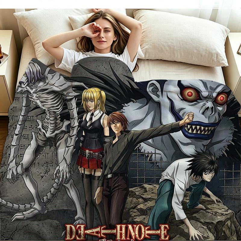 Anime DEATH NOTE Print Flannel Blanket High Quality Warm Comfortable Cover for All Seasons Perfect for Gifts Home Decor