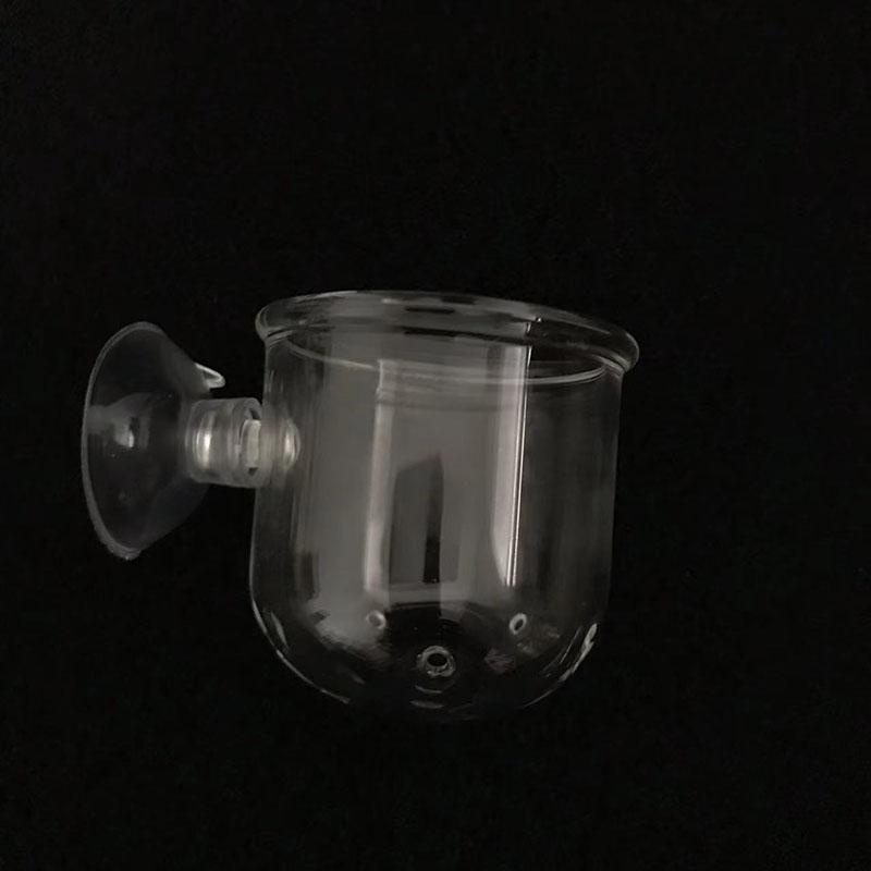1Pc Glass Aquarium Feeder Hanging Fish Tank Mini Crystal Pot Polka Water Potted Planting Cylinder Cup Aquarium Decor Accessories