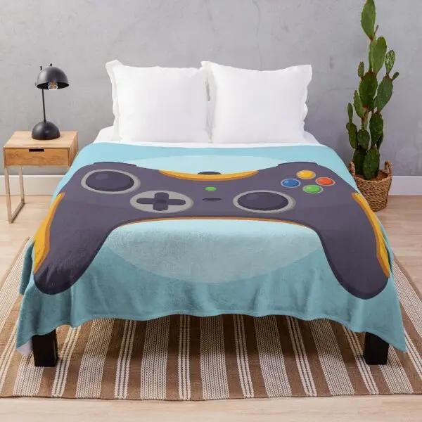 Gamer Fleece Throw Blanket For Bed Sofa Couch,Game Gamepad Flannel Fuzzy Blanket, Modern Game Controller Bed Blanket Room Decor