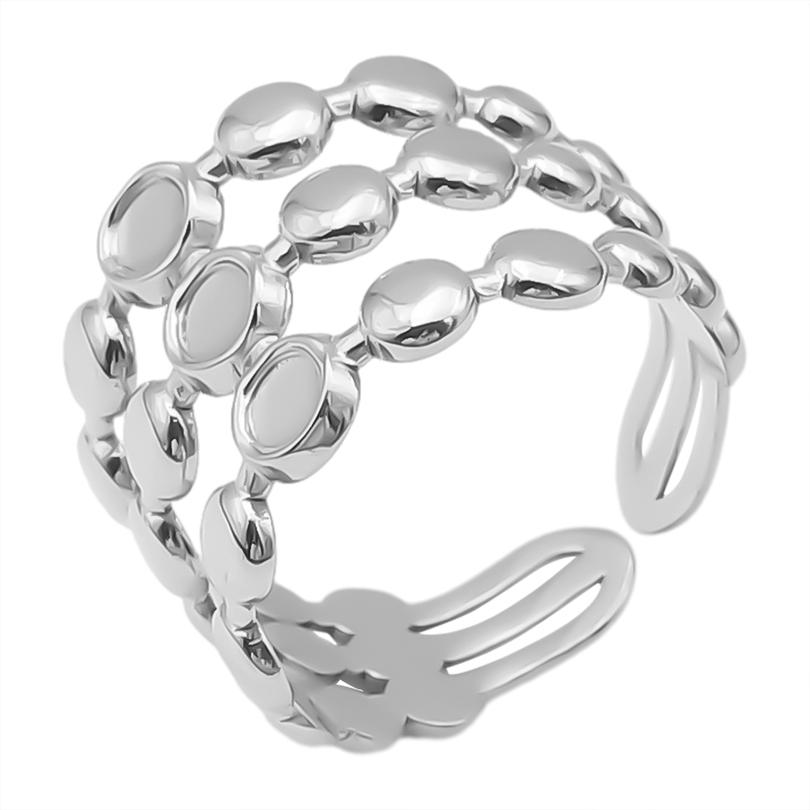 Geometria Semplice Moda Acciaio Inossidabile Anelli Aperti Per Donne Uomini Accessori Colore Argento Cuore Sole Rotondo Base Vuota Fai da Te Anillos